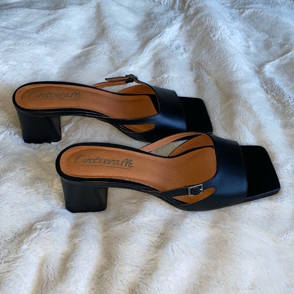 Block heel leather slides - Picture 2 of 7